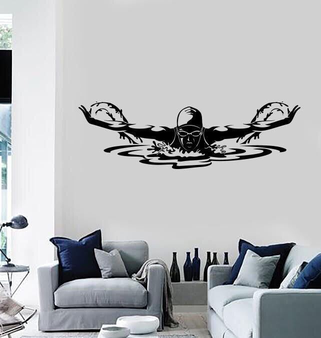 Wall Vinyl Decal Professional Female Butterfly Swimmer Water Sport Sticker n1122