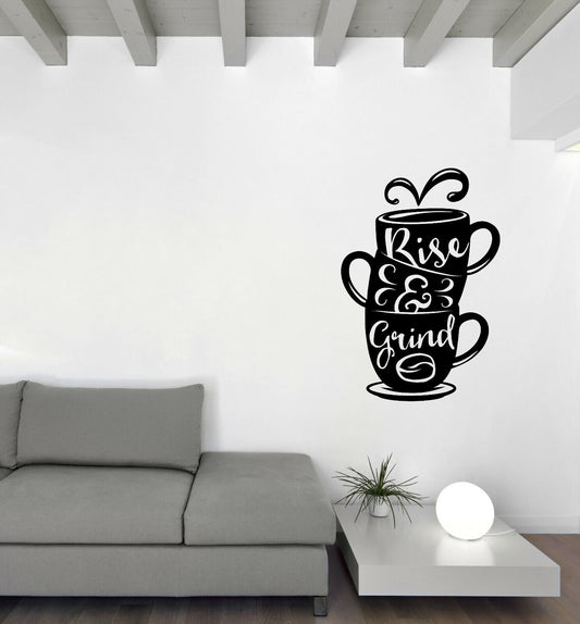 Wall Decal Words on Cup Quotes About Coffee Home Interior Decor (n1126)