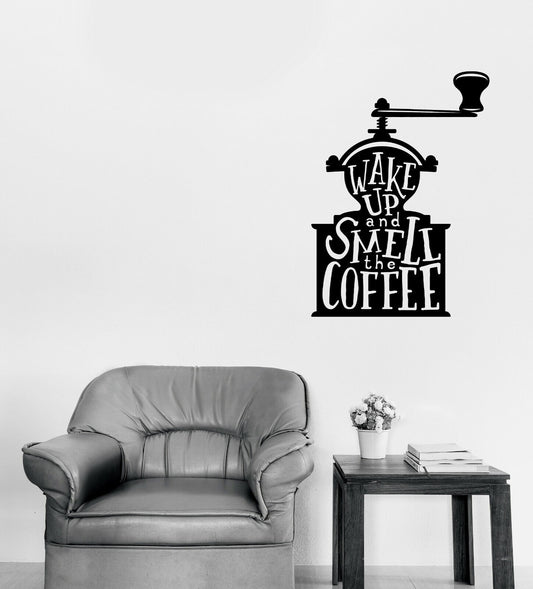 Wall Vinyl Decal Words on Coffee Grinder Quotes About Coffee Home Decor n1127