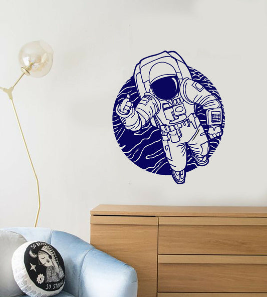 Wandtattoo Mond Kosmos Astronautenkostüm Weltraumaufkleber aus Vinyl (3844ig)