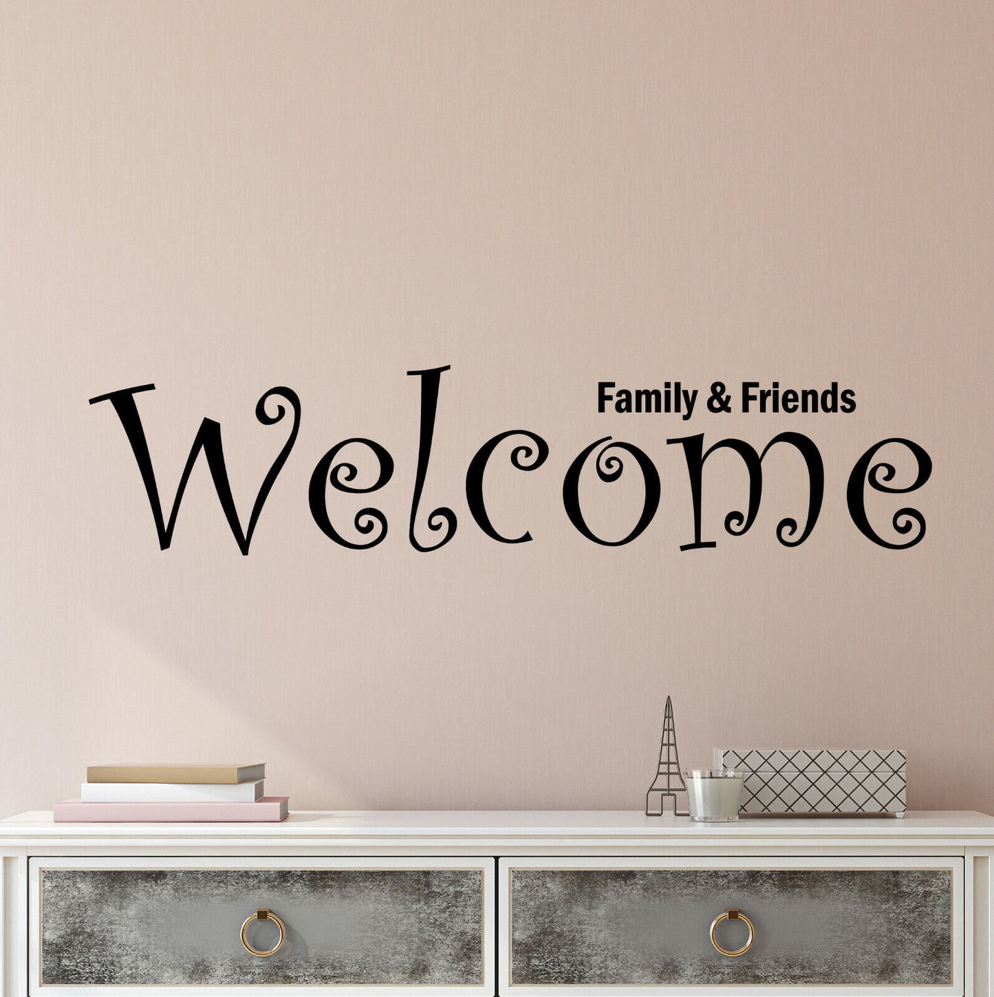 Vinyl Wall Decal Stickers Quote Words Welcome Family And Friends Letters 3855ig