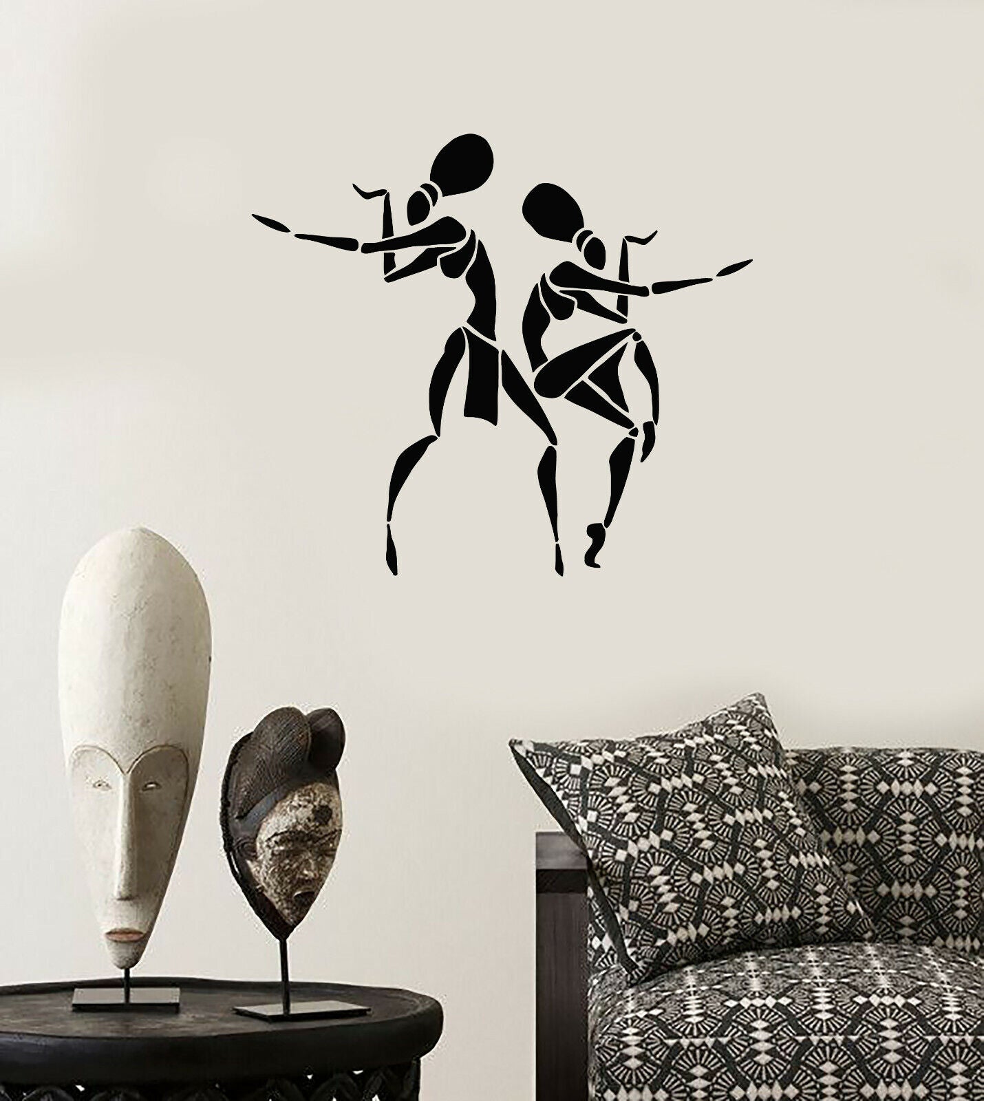 Autocollant mural en vinyle pour femmes africaines, autocollants de danseurs autochtones de dessin animé (3865ig)