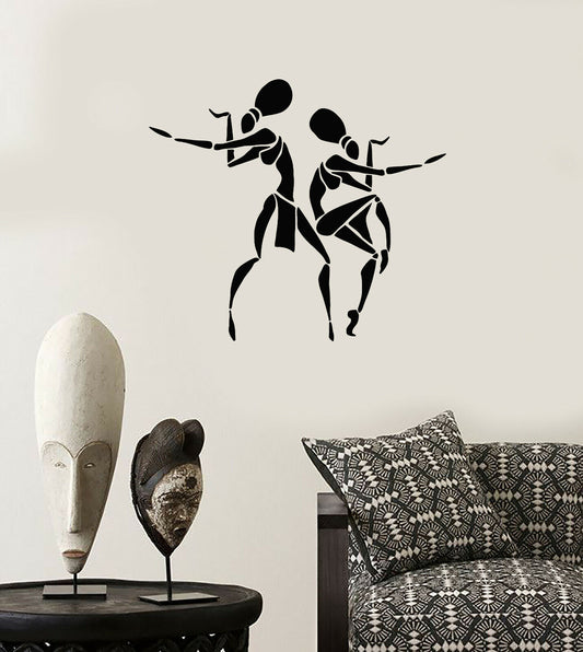 Autocollant mural en vinyle pour femmes africaines, autocollants de danseurs autochtones de dessin animé (3865ig)