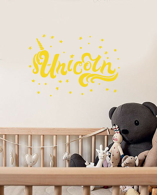 Wandaufkleber mit Einhorn-Logo, Vinyl, für Babyzimmer, Dekoration, Märchenaufkleber (3876ig)