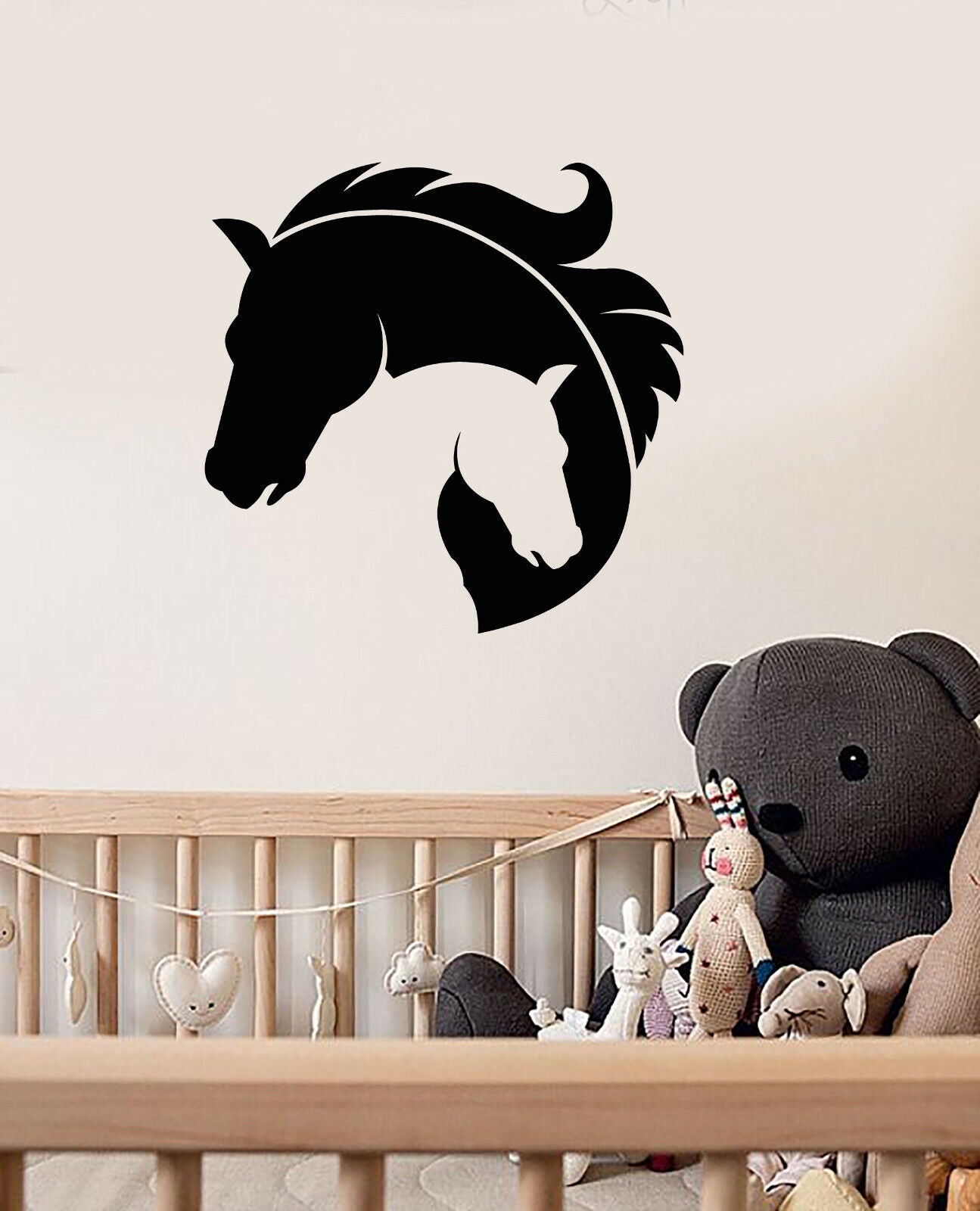 Vinyl Wall Decal Horse Heads Mother And Baby Room Decor Stickers (3884ig)