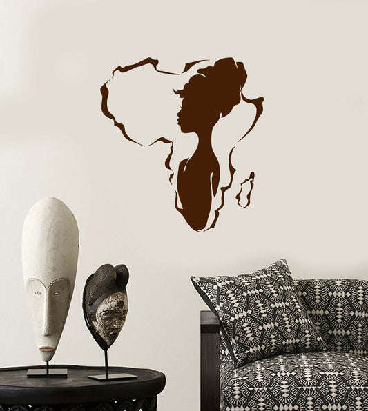 Autocollant mural en vinyle, fille africaine, beauté autochtone, continent africain (3912ig) 