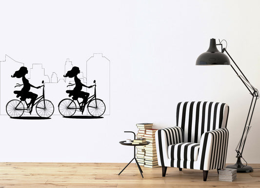 Vinyl Wall Decal Hobby Interior Decor Pregnant Women on Bike Image (n1155)