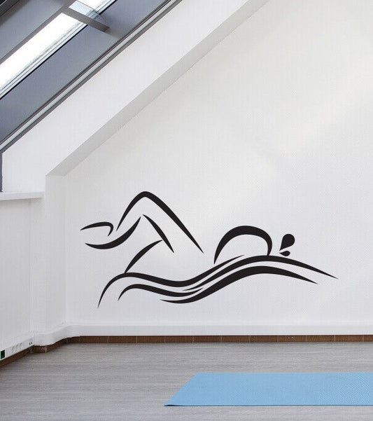 Autocollant mural en vinyle, papillon de natation, Sport aquatique, décor de style de vie (n1165)