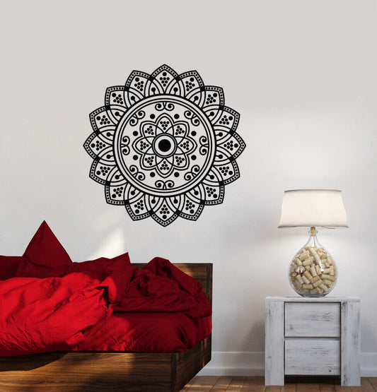 Vinyl Wall Decal mandala Lotus Flower Ornament Yoga Meditation Stickers (3945ig)