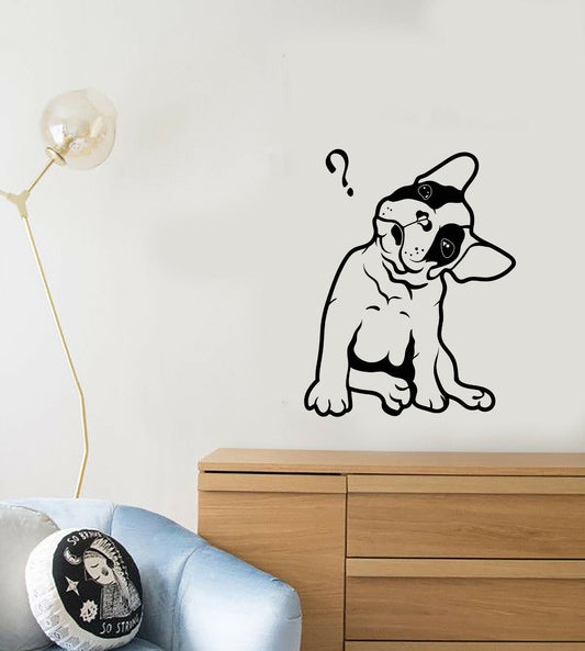 Vinyl Wall Decal French Bulldog Cute Puppy Pet Question Mark Stickers (3946ig)