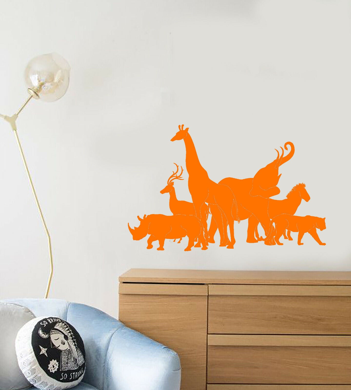 Autocollant mural en vinyle, 3957ig, animaux sauvages africains, Silhouette, Zoo, chambre d'enfant