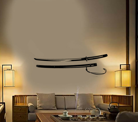 Vinyl Wall Decal Samurai Asian Japanese Sword Katana Stickers (3970ig)