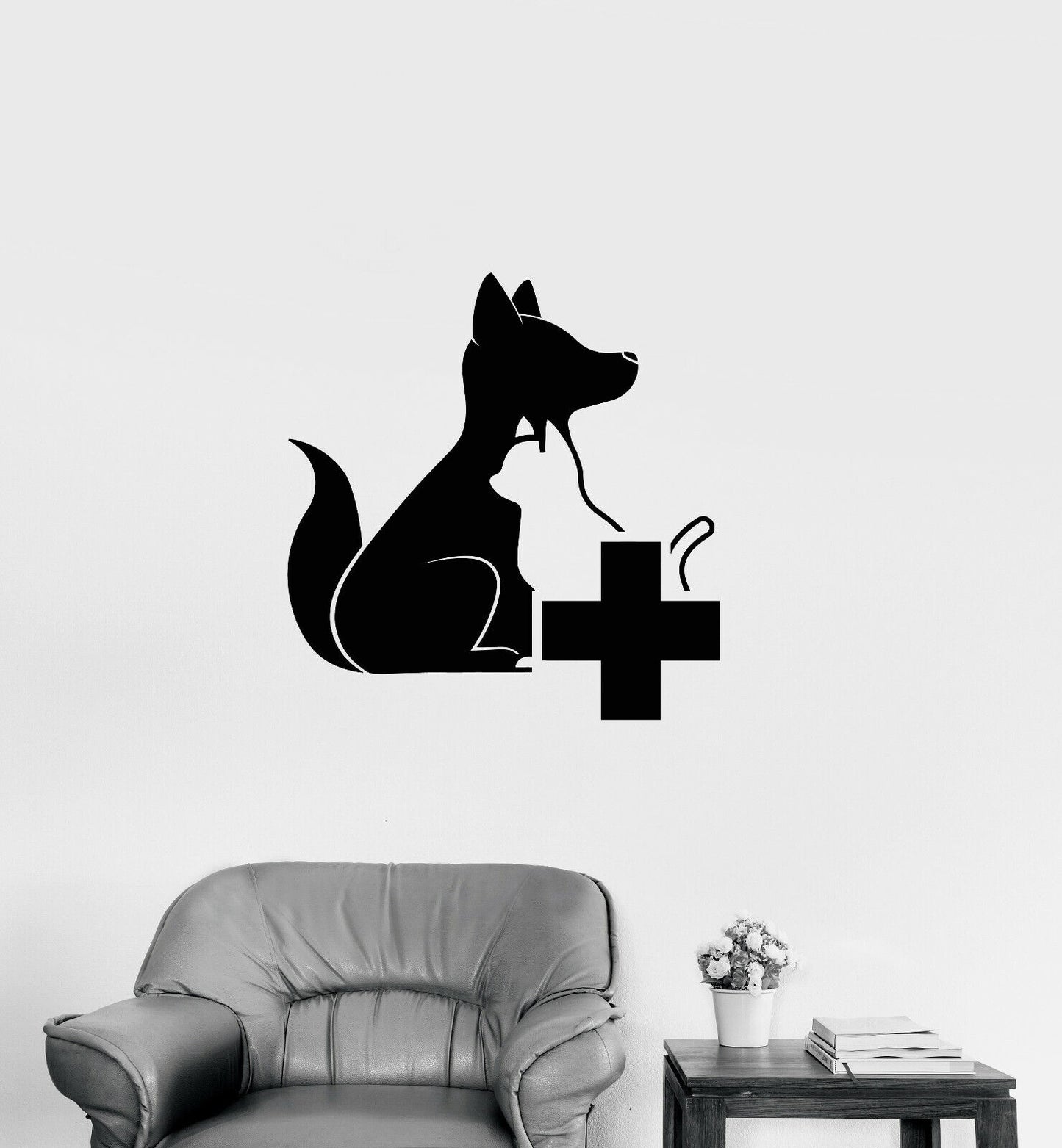 Autocollant mural en vinyle avec logo de clinique vétérinaire, autocollants pour chiens et chats (4000ig)