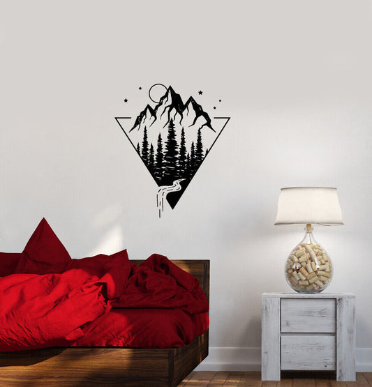 Wandtattoo Natur Berge Wald Landschaft Vinyl (4014ig)