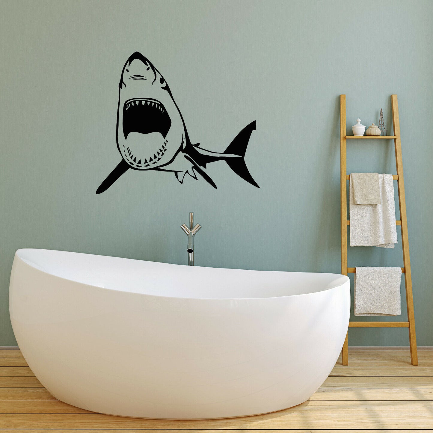 Vinyl Wall Decal Sea Predator Evil Shark Marine Style Stickers (4015ig)