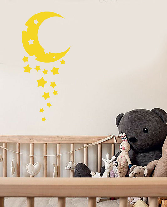 Vinyl Wall Decal Cartoon Crescent Moon Stars Children's Room Stickers (4023ig)