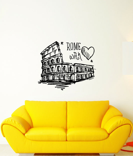 Vinyl Wall Decal Italy Rome With Love Colosseum Words Stickers (4025ig)