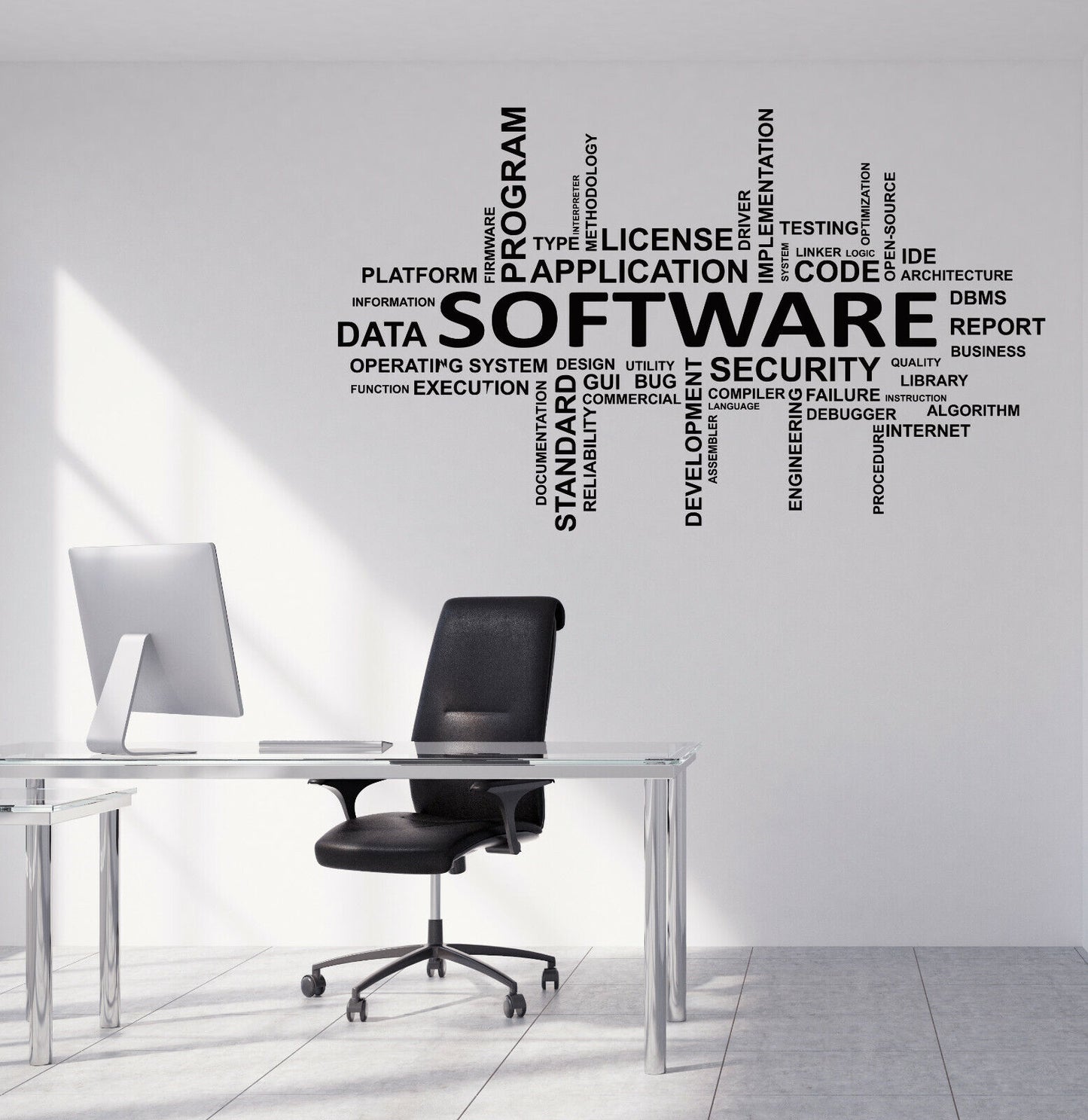 Autocollant mural en vinyle, plateforme logicielle Word Cloud, test de Code, Linker (n1206)