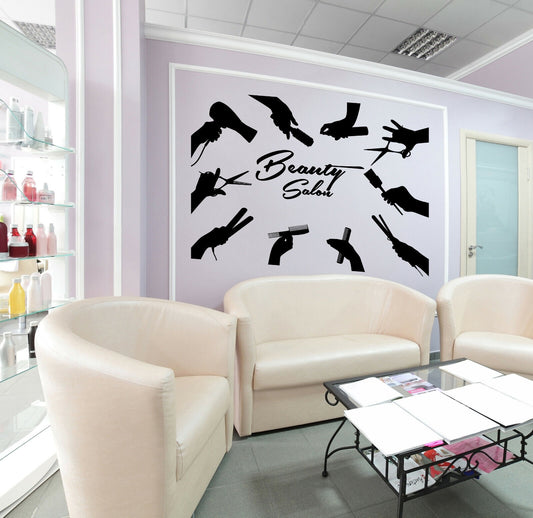 Vinyl Wall Decal Beauty Salon Logo For Barber Barbershop Stickers (4045ig)