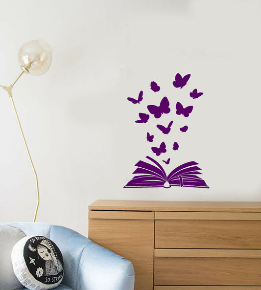 Vinyl Wall Decal Open Book of Fairy Tales Fantasy Butterflies Stickers (4080ig)