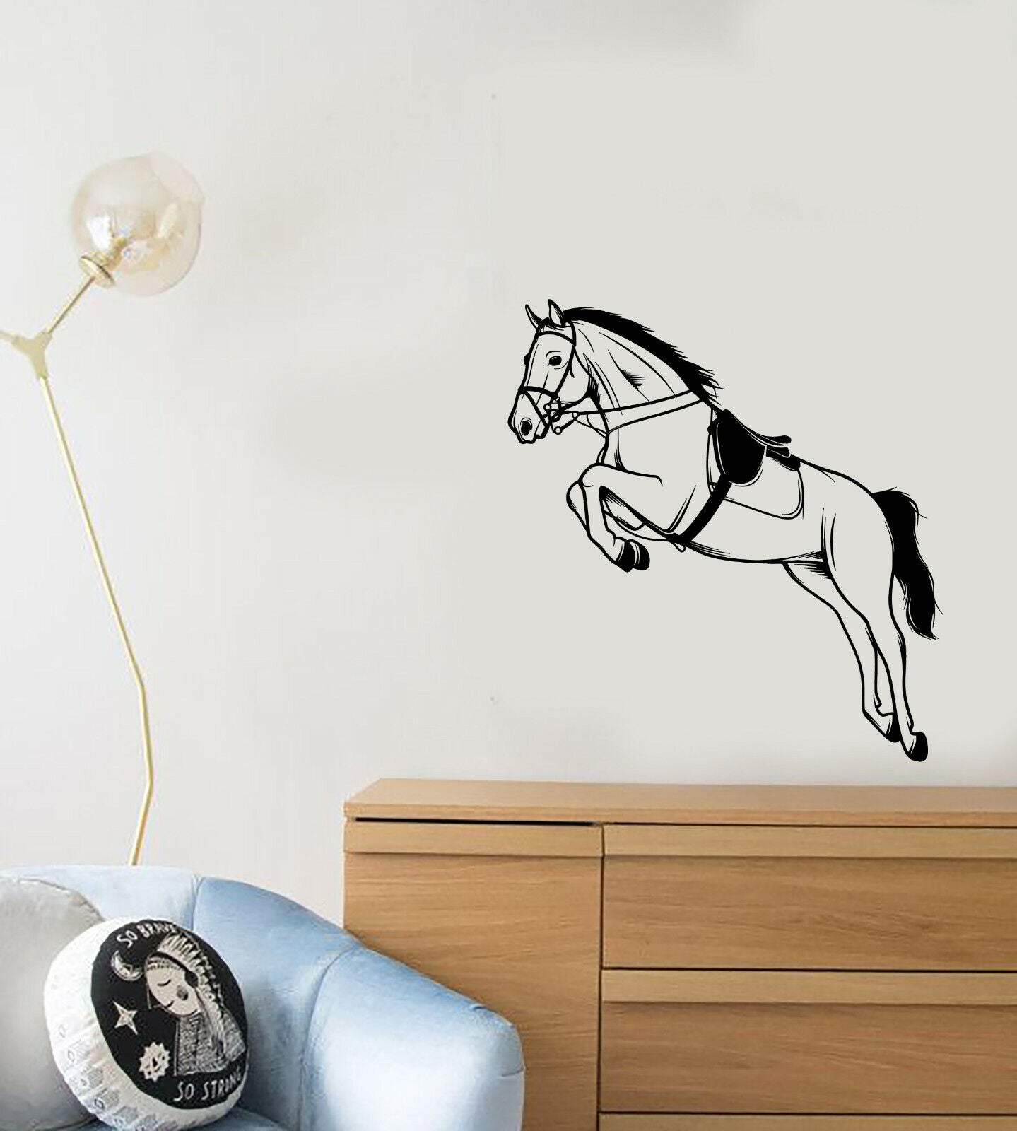 Autocollant mural en vinyle cheval de course cavalier animal de compagnie autocollants (4082ig) 