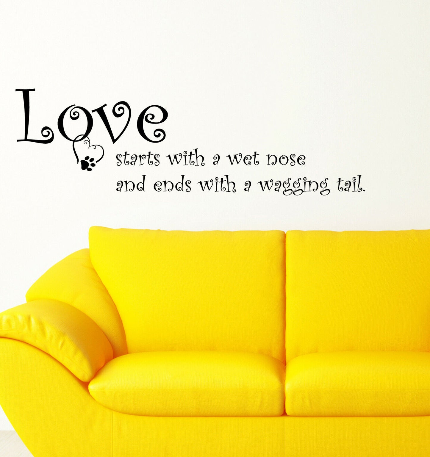 Vinyl Wall Decal Stickers Quote Words Pet Dog Love Starts With A Wet Nose 4091ig