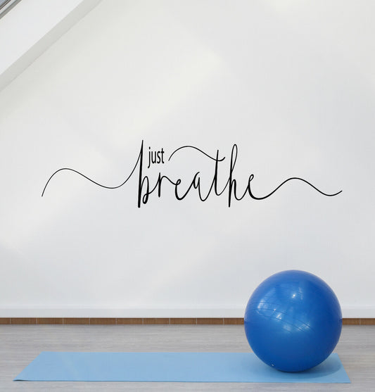 Wandtattoo "Just Breathe" aus Vinyl, für Meditationszimmer, Yoga-Center, Zitat, Aufkleber 4098ig