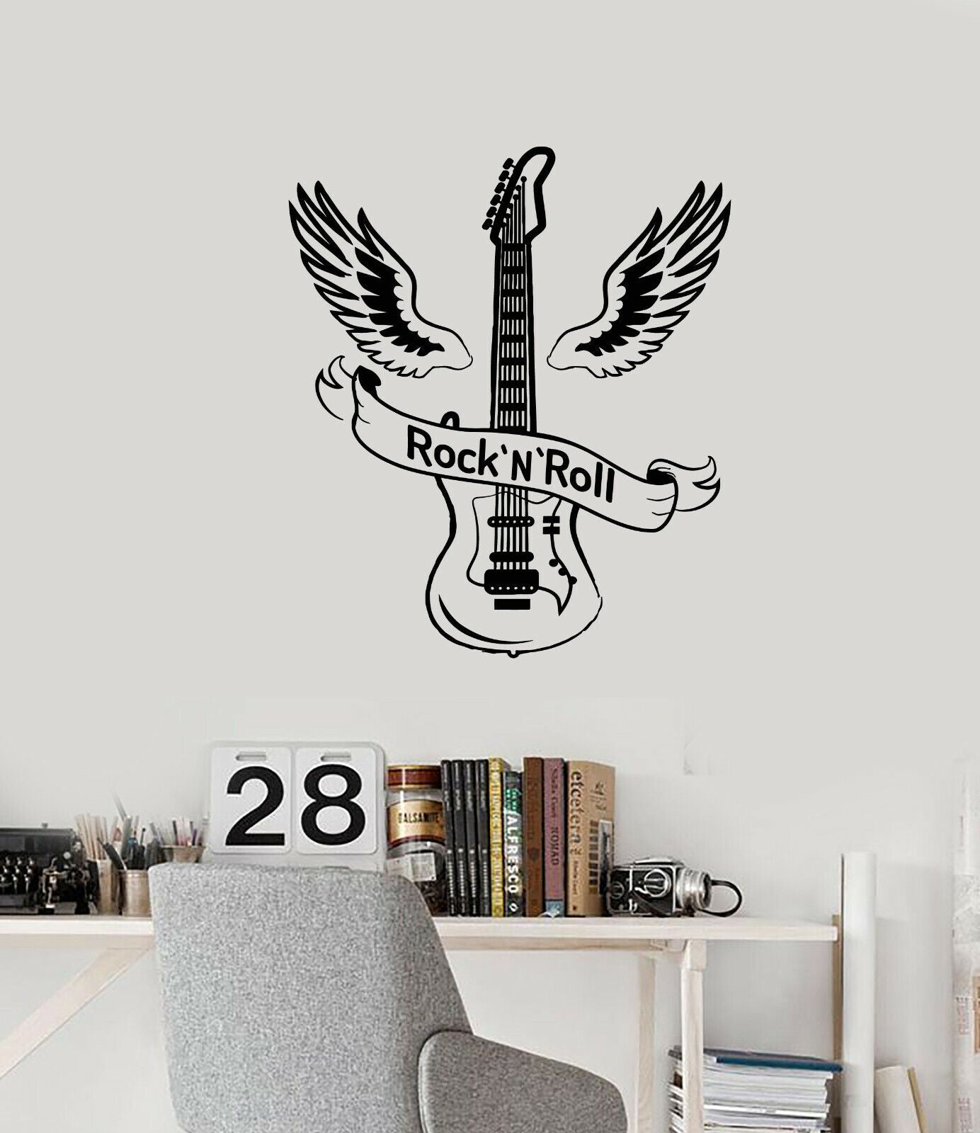 Autocollant mural en vinyle Rock'n'roll, autocollants pour instruments de musique, guitare électrique, 4123ig