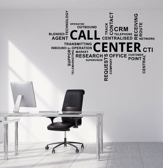 Autocollant mural en vinyle, autocollant Word Cloud Call Center CRM Office Decor (n1217)