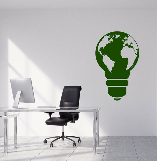 Vinyl Wall Decal Earth Protection of Nature Idea Light Bulb Stickers (4126ig)