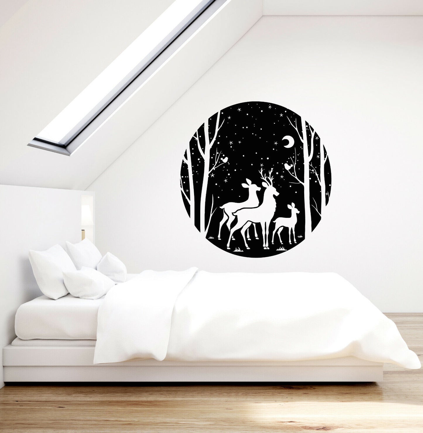 Vinyl Wall Decal Christmas Xmas Deer Forest Snow New Year Stickers (4153ig)