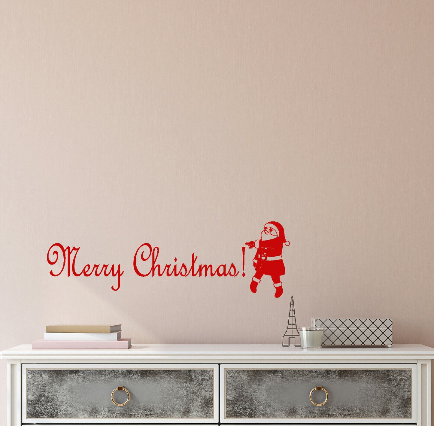 Vinyl Wall Decal Stickers Motivation Merry Christmas Santa Claus Quote 4164ig