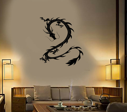 Vinyl Wall Decal Asian Dragon Ornament Chinese Oriental Style Stickers (4176ig)