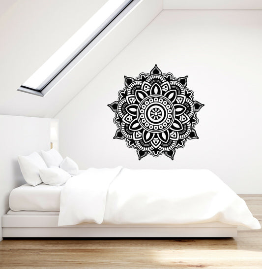 Vinyl Wall Decal Mandala Hinduism Yoga Meditation Room Lotus Stickers (4178ig)