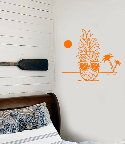 Vinyl Wall Decal Pineapple Hawaii Beach Funny Tropical Style Stickers (4186ig)