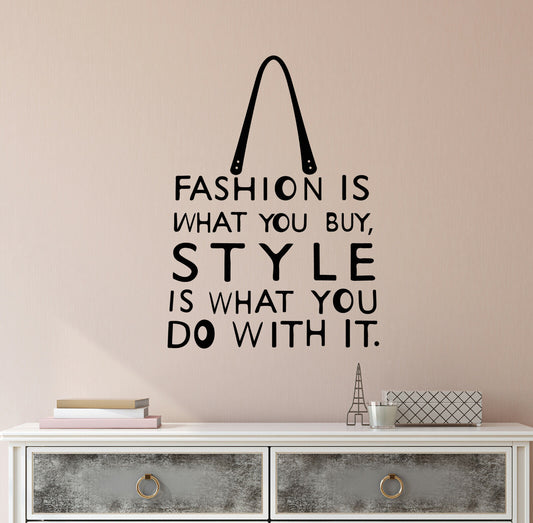 Vinyl Wall Decal Fashion Style Quote Words Shopping Shopaholic Stickers (4187ig)