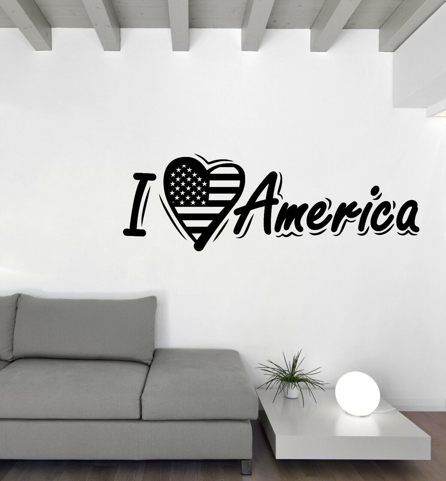 Autocollant mural en vinyle, décor de salle de lettrage de mots Love USA (n1231)