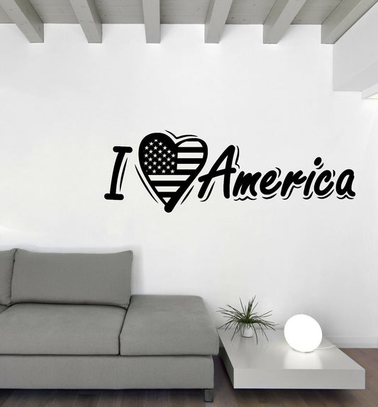 Autocollant mural en vinyle, décor de salle de lettrage de mots Love USA (n1231)