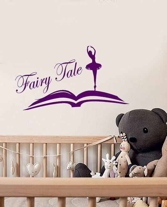 Vinyl Wall Decal Ballet Dancer Ballerina Fairy Tale Open Book Stickers (4199ig)