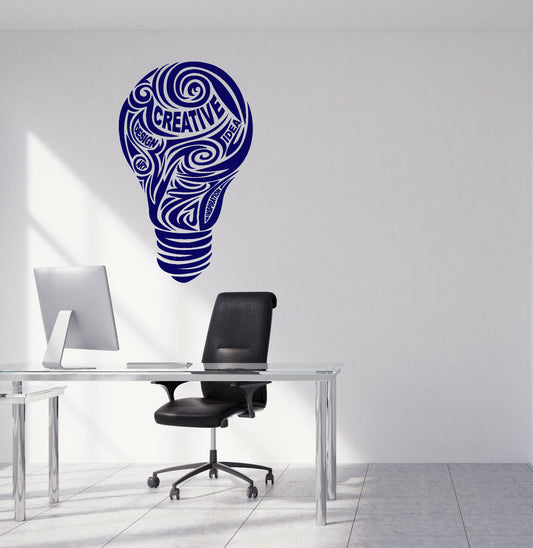 Vinyl Wall Decal Light Bulb Creative Teamwork Idea Office Decor Sticker (4216ig)