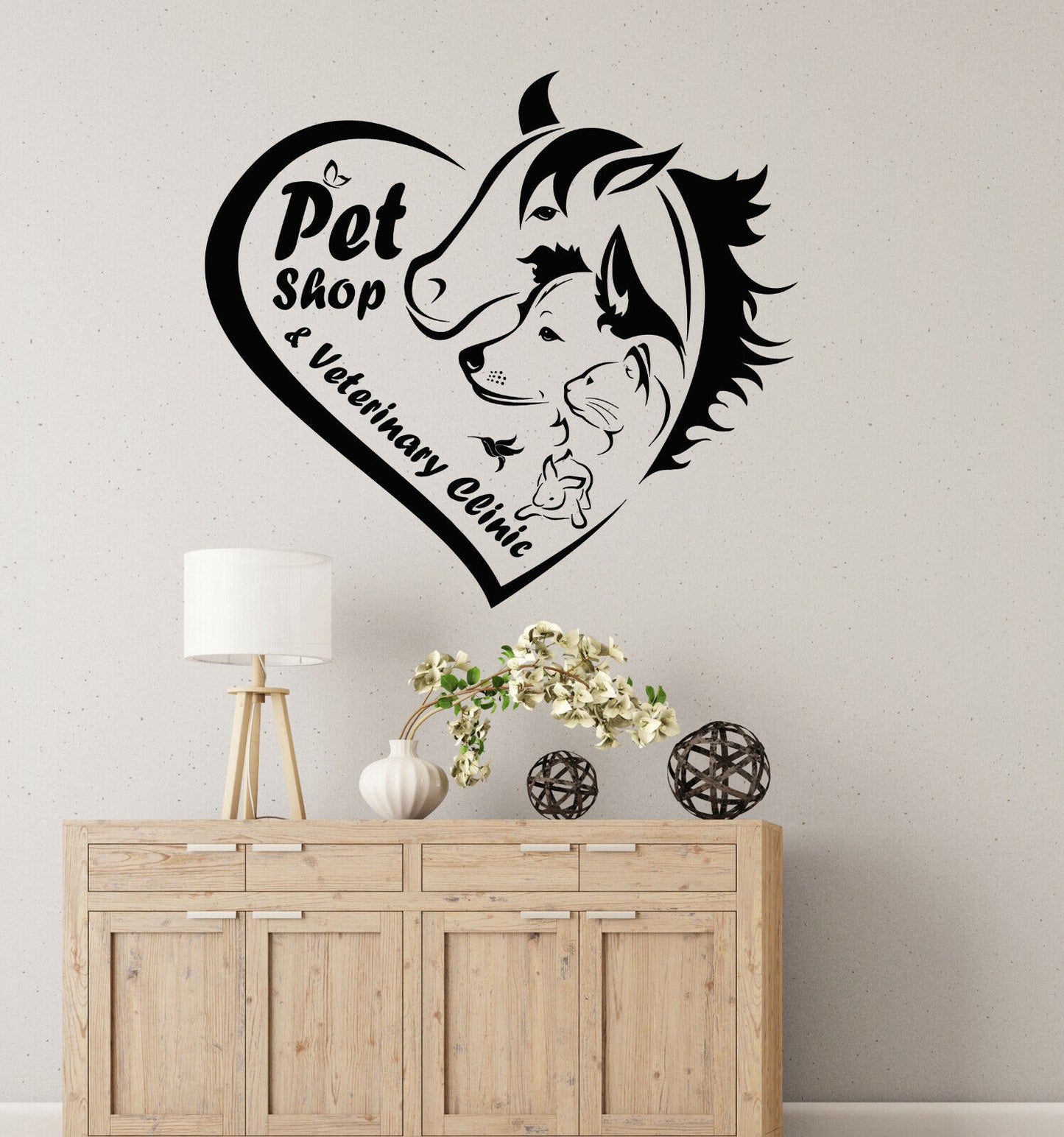 Vinyl Wall Decal Pet Shop Veterinary Clinic Logo Animal Care Stickers (4219ig)