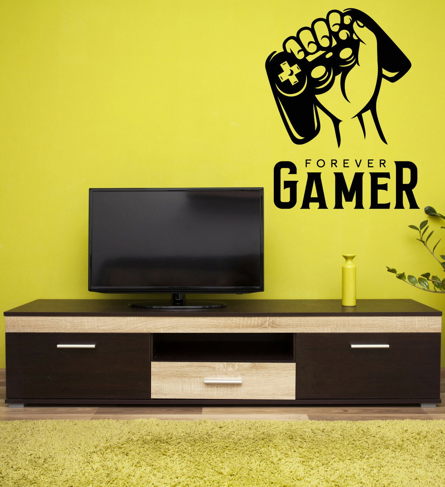 inyl Autocollant mural Gamer Forever Citation Mots Logo sur la porte Autocollants (4221ig)