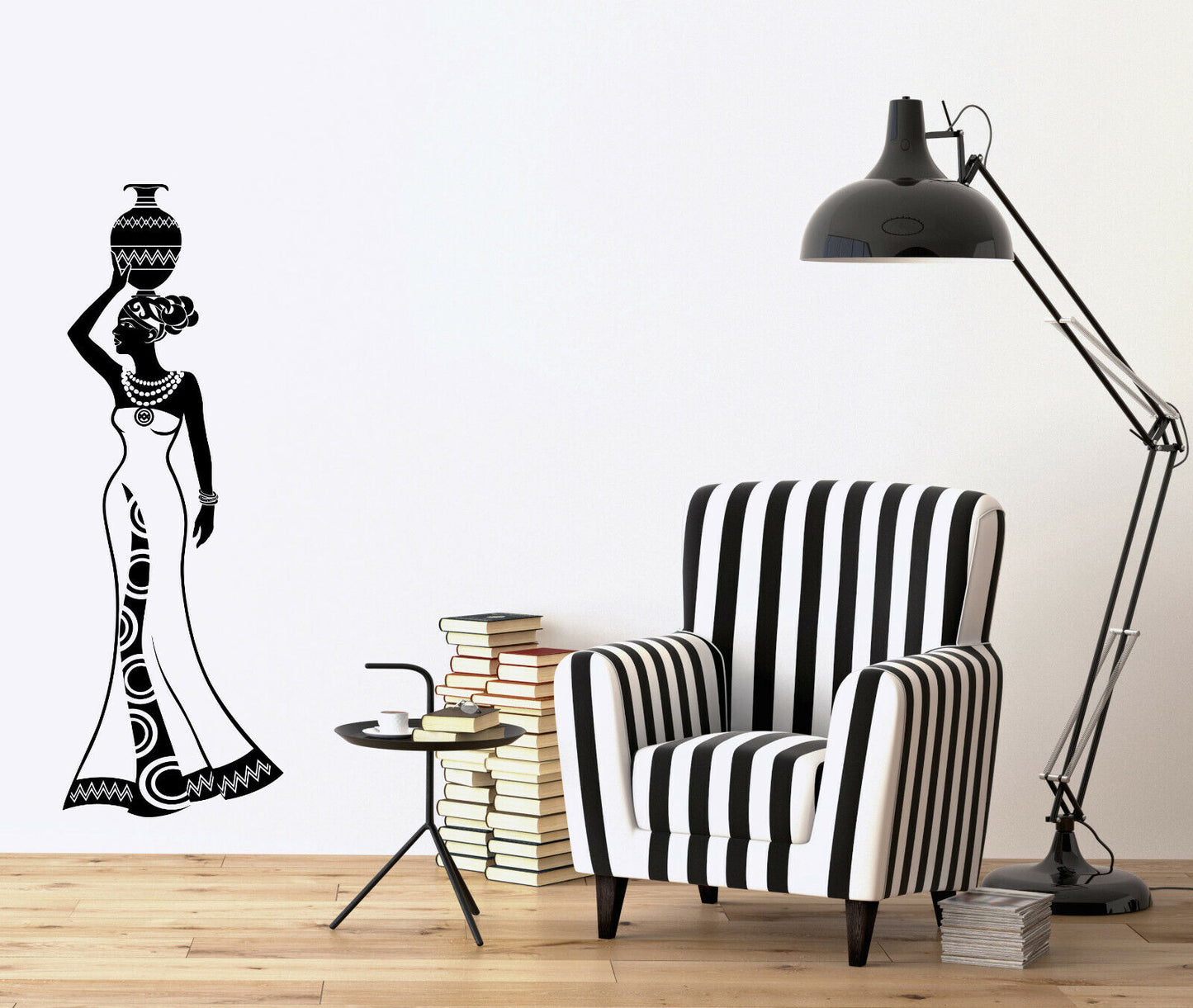 Wall Vinyl Decal Sticker Girl in African Style with Jug (n1237)