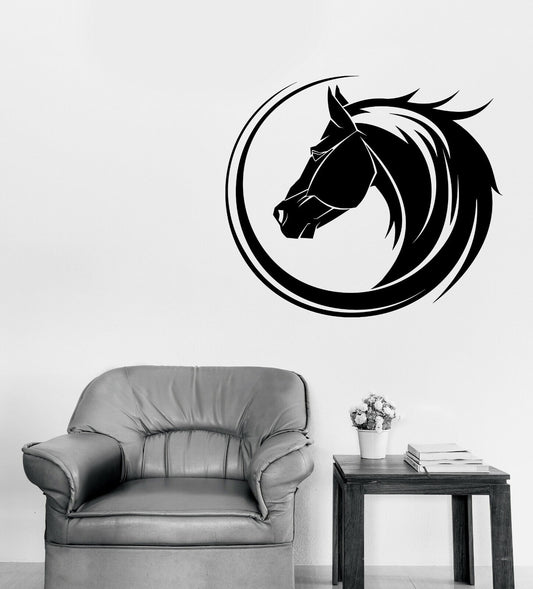 Autocollant mural en vinyle, autocollant cheval sur cercle, Style tatouage, décor Animal (n1238)