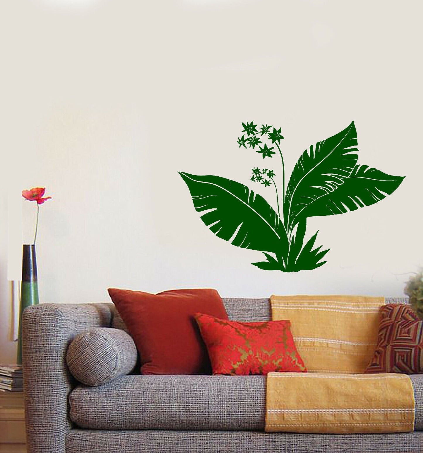 Wall Vinyl Decal Tropics Flowers Palm Tree Leaves Home Sticker (n1260)