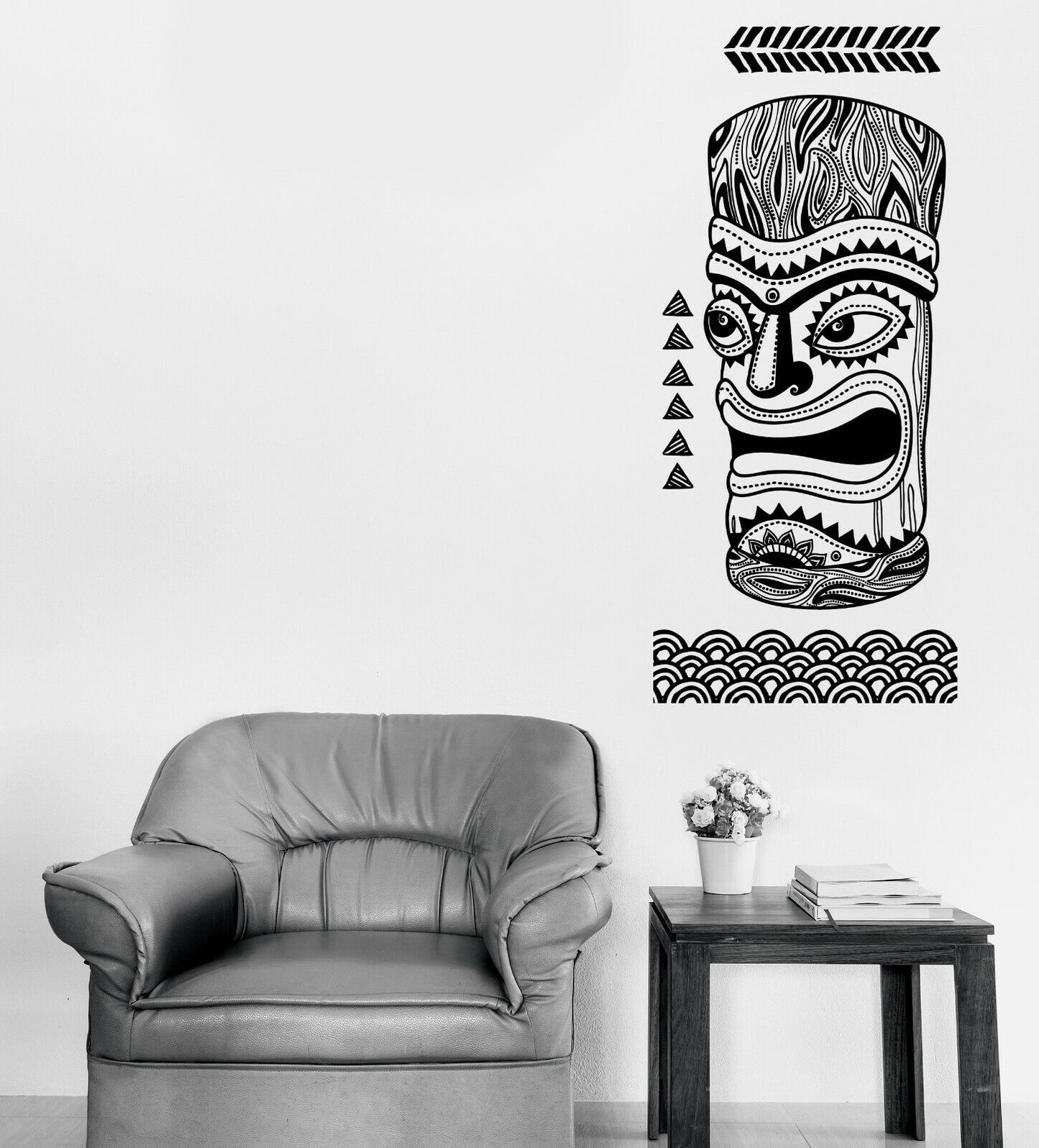 Wall Vinyl Decal Hawaiian Totem Pole Mask Interior Sticker Decoration (n1263)