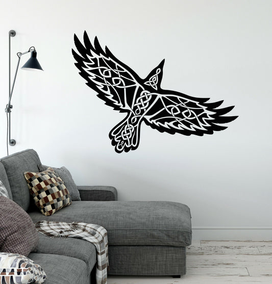 Autocollant mural en vinyle, ornement celtique, corbeau, Style ethnique, motif d'oiseau, 4264ig