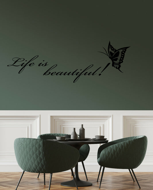 Vinyl Wall Decal Motivation Positive Words Life Is Beautiful Stickers (4266ig)