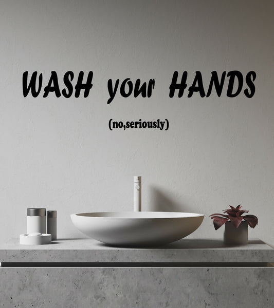 Vinyl Wall Decal Hygiene Rules Words Wash Your Hands Bathroom Stickers (4272ig)