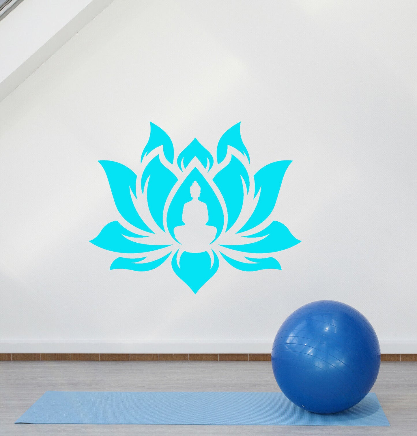 Vinyl Wall Decal Meditation Room Buddha Yoga Studio Lotus Flower Stickers 4299ig